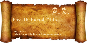 Pavlik Kornélia névjegykártya